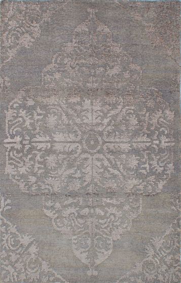 Indian La Seda 4'11" x 7'9" Hand-knotted Silk, Wool Rug 