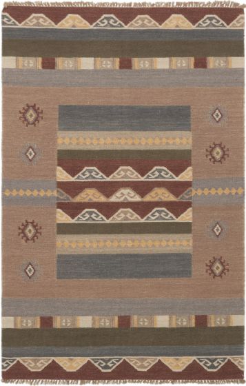 Turkish Izmir FW 5'2" x 8'0" Flat-Weave Wool Kilim 