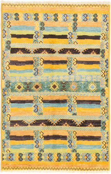 Indian Shalimar 5'2" x 8'0" Hand-knotted Wool Rug 