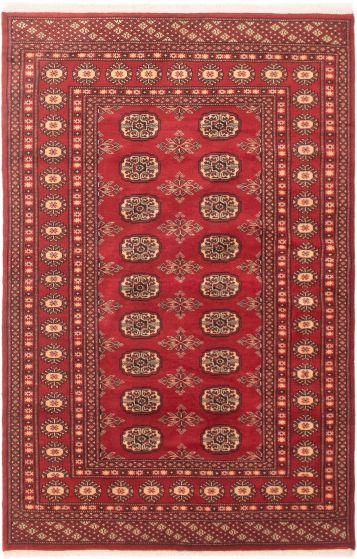Pakistani Finest Peshawar Bokhara 4'0" x 6'3" Hand-knotted Wool Rug 