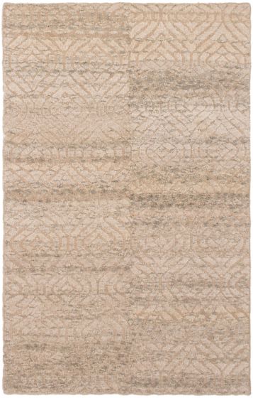 Indian La Seda 4'11" x 7'11" Hand-knotted Wool & Silk Rug 