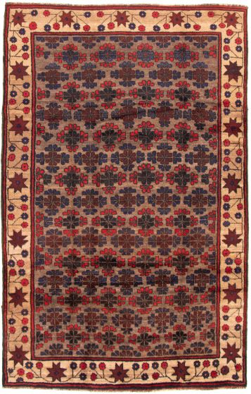 Afghan Akhjah 6'4" x 10'1" Hand-knotted Wool Rug 