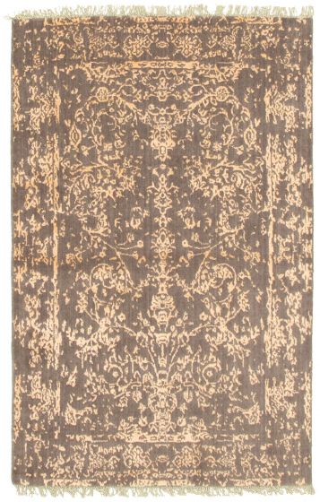 Indian La Seda 3'11" x 5'11" Hand-knotted Silk, Wool Rug 