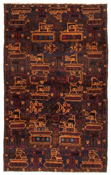 Afghan Rare War 3'1" x 5'2" Hand-knotted Wool Rug 