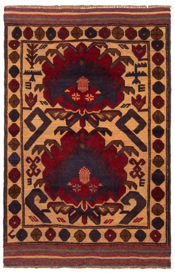 Afghan Tajik Caucasian 2'11" x 4'6" Hand-knotted Wool Rug 