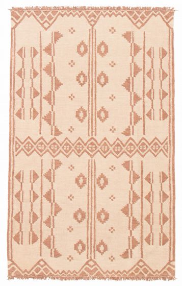 Indian Marrakech 5'3" x 8'2" Flat-Weave Hemp, Jute & Leather Kilim 