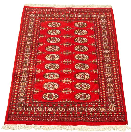 Pakistani Finest Peshawar Bokhara 4'0" x 5'9" Hand-knotted Wool Rug 
