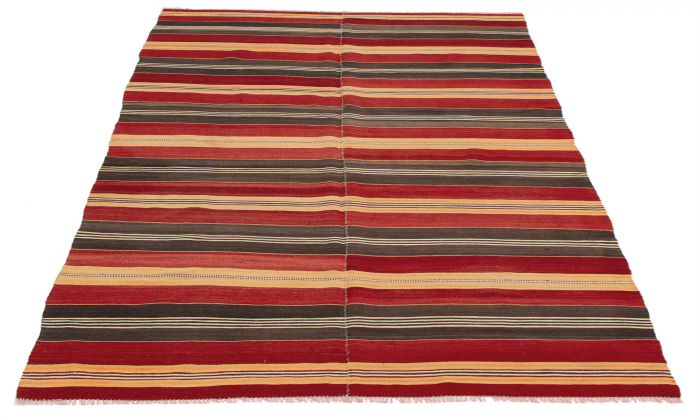 Turkish Boho 4'11" x 9'5" Flat-Weave Wool Kilim 