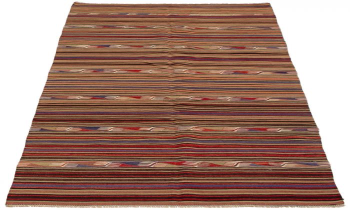 Turkish Boho 4'8" x 11'11" Flat-Weave Wool Kilim 