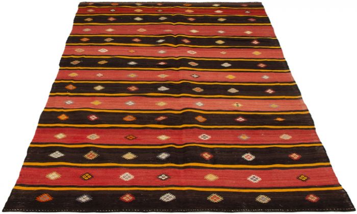 Turkish Boho 6'6" x 12'0" Flat-Weave Wool Kilim 