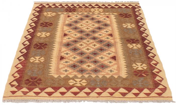 Turkish Sivas 3'0" x 3'10" Flat-Weave Wool Kilim 