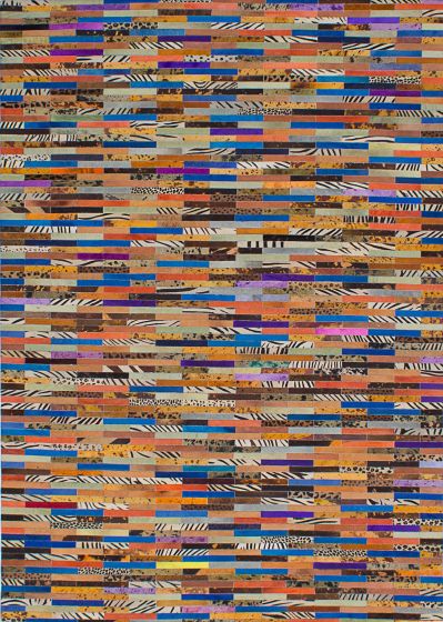 Argentina Cowhide Patchwork 5'6" x 7'6" Handmade Leather Rug 