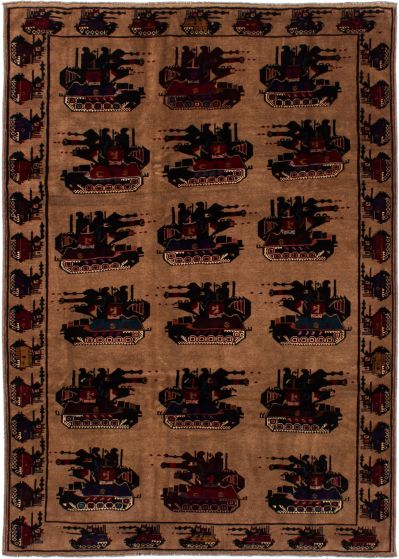 Afghan Rare War 6'6" x 9'3" Hand-knotted Wool Rug 