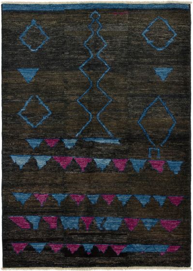 Indian Tangier 6'2" x 9'0" Hand-knotted Wool Rug 