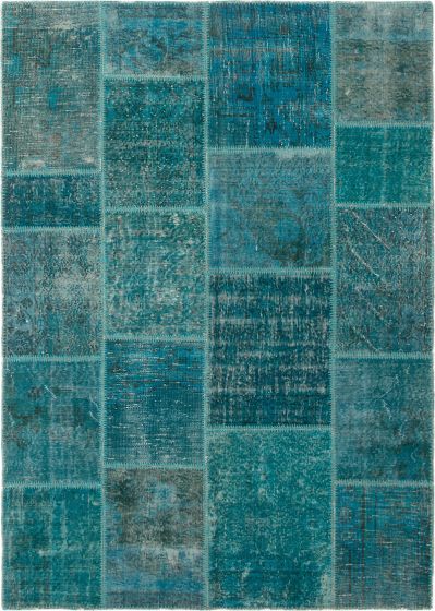 Turkish Color Transition Patchwork I 5'7" x 7'10" Hand-knotted Wool Rug 