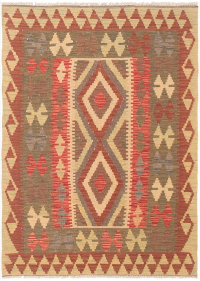 Turkish Sivas 3'5" x 4'9" Flat-Weave Wool Kilim 