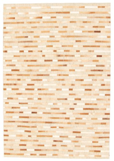 Argentina Cowhide Patchwork 5'0" x 7'3" Handmade Hemp, Jute & Leather Rug 