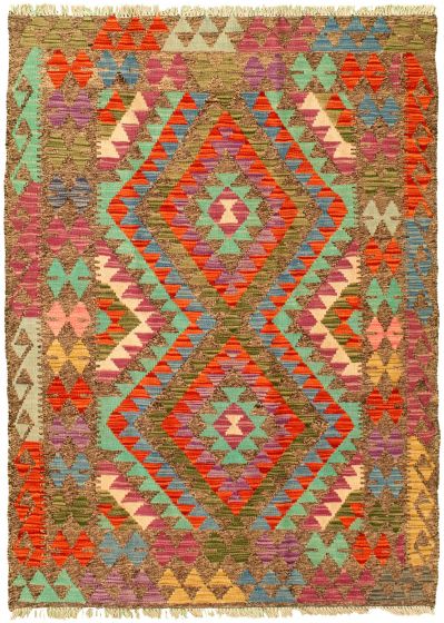 Turkish Sivas 3'11" x 5'7" Flat-Weave Wool Kilim 
