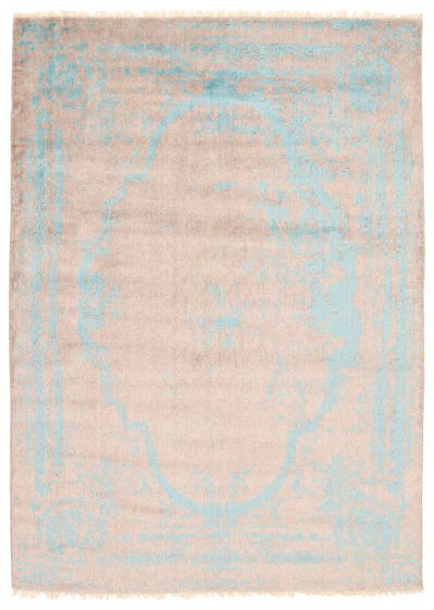 Indian La Seda 6'5" x 9'1" Hand-knotted Silk, Wool Rug 