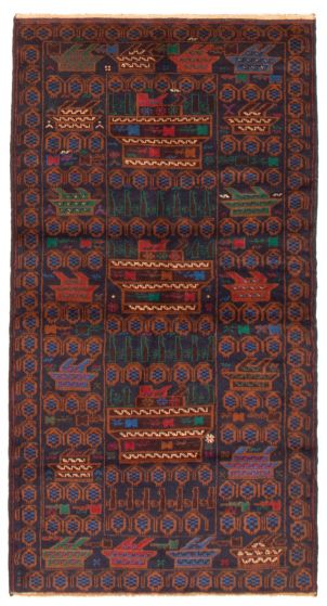 Afghan Rare War 3'7" x 7'6" Hand-knotted Wool Rug 