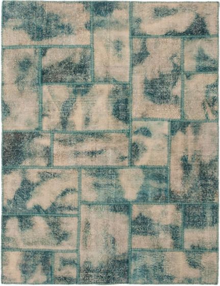 Turkish Color Transition Patchwork 5'7" x 7'10" Hand-knotted Wool Rug 
