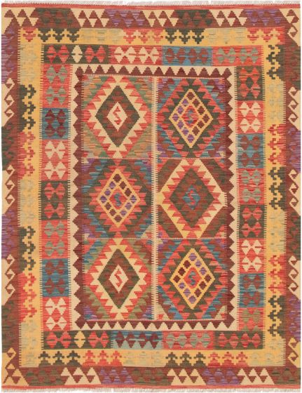 Turkish Sivas 5'4" x 6'9" Flat-Weave Wool Kilim 