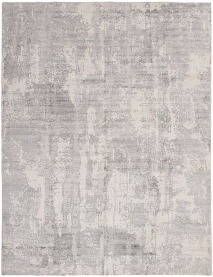 Indian Galleria 9'0" x 11'9" Hand-knotted Viscose Grey Rug