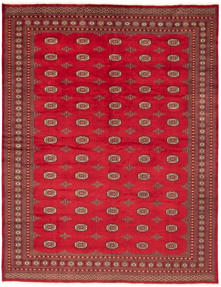 Pakistani Finest Peshawar Bokhara 9'0" x 11'7" Hand-knotted Wool Rug 