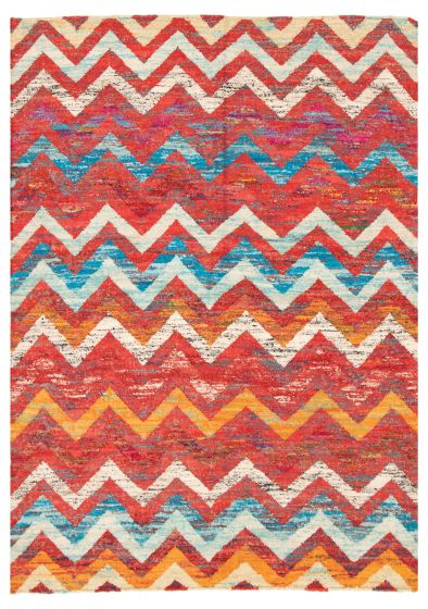 Indian Sari Silk 5'3" x 7'3" Flat-Weave Silk Kilim 