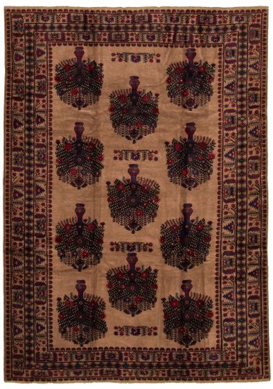 Afghan Rizbaft 6'9" x 9'9" Hand-knotted Wool Rug 