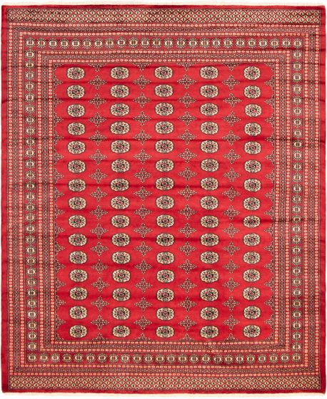 Pakistani Finest Peshawar Bokhara 8'2" x 9'10" Hand-knotted Wool Rug 