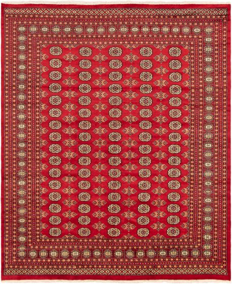 Pakistani Finest Peshawar Bokhara 8'0" x 9'7" Hand-knotted Wool Rug 