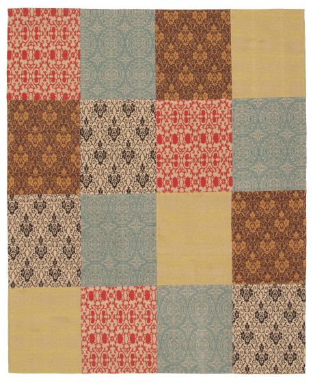 Indian Collage 6'8" x 8'2" Handmade Chenille Rug 