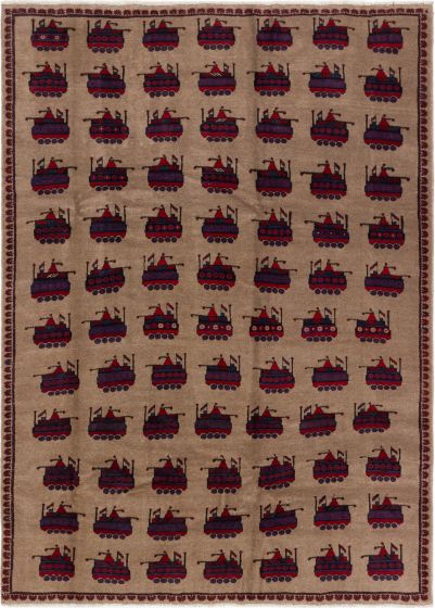 Afghan Rare War 6'6" x 9'0" Hand-knotted Wool Rug 