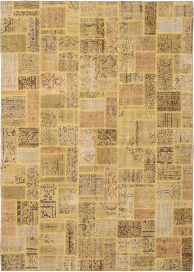 Turkish Color Transition Patchwork 7'0" x 9'10" Hand-knotted Wool Rug 