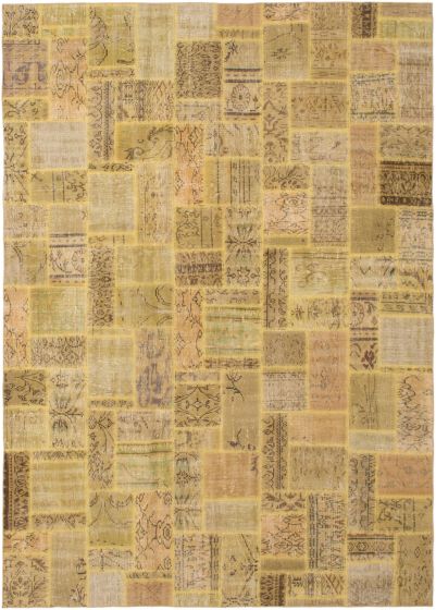 Turkish Color Transition Patchwork 7'0" x 9'9" Hand-knotted Wool Rug 