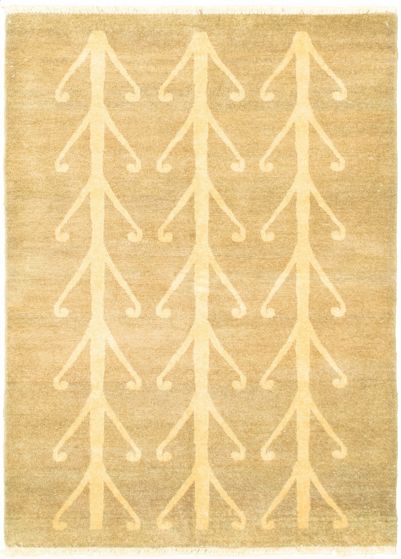 Pakistani Peshawar Ziegler 4'2" x 5'10" Hand-knotted Wool Rug 