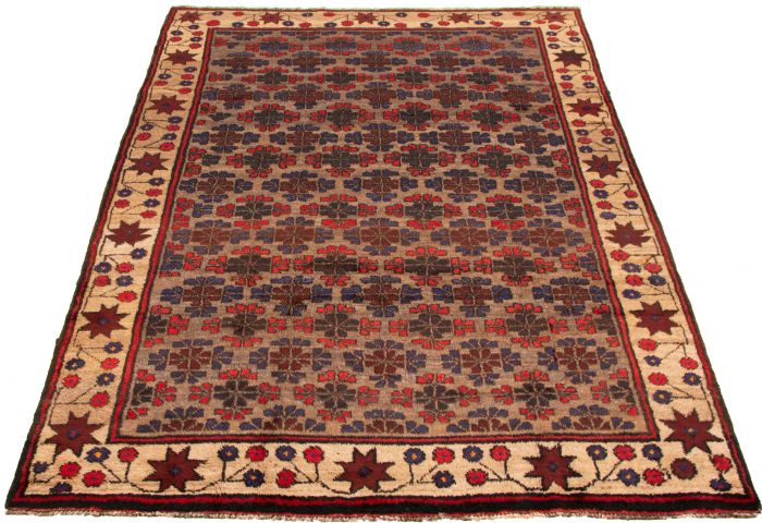 Afghan Akhjah 6'4" x 10'1" Hand-knotted Wool Rug 