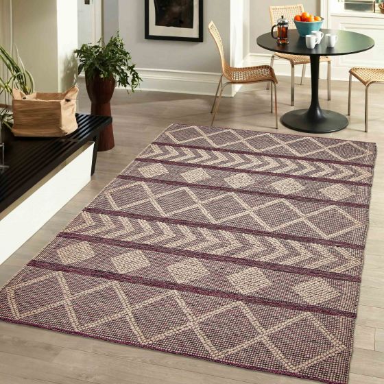 Indian Sienna 5'2" x 8'2" Braid weave Wool Rug 