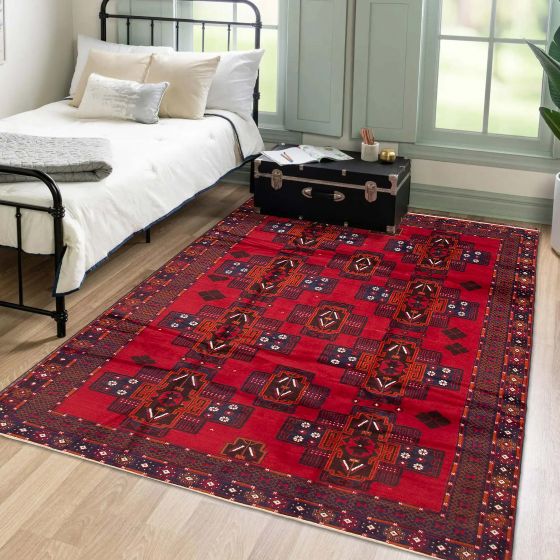 Afghan Teimani 6'7" x 9'5" Hand-knotted Wool Rug 