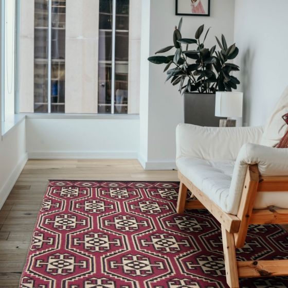 Indian Nevada 4'10" x 7'10" Flat-Weave Wool Kilim 