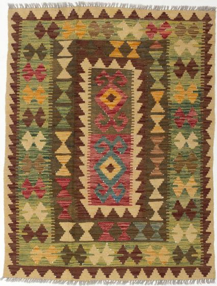Turkish Sivas 3'2" x 4'7" Flat-Weave Wool Kilim 