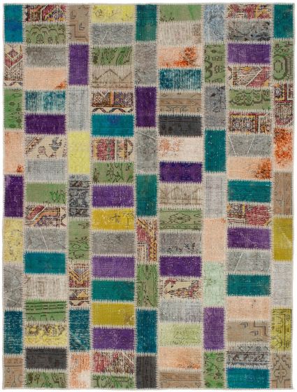 Tapis vif et coloré patchwork 5'10" x 7'10" en laine