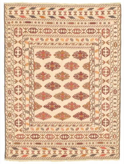 Turkish Shiravan SMK 4'6" x 5'9" Flat-Weave Wool Tapestry Kilim 