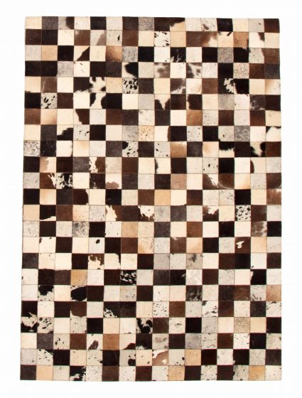 Argentina Cowhide Patchwork 5'4" x 7'7" Handmade Leather Rug 