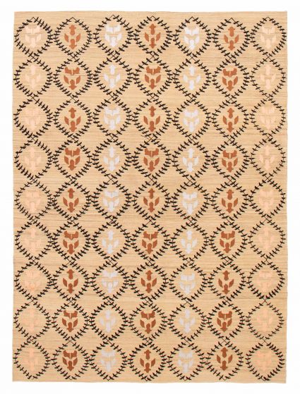 Turkish Ankara 6'9" x 9'3" Flat-Weave Silk & Wool Kilim 
