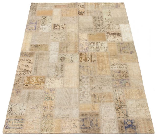 Turkish Vintage Anatolia Patch 5'7" x 7'8" Hand-knotted Wool Rug 
