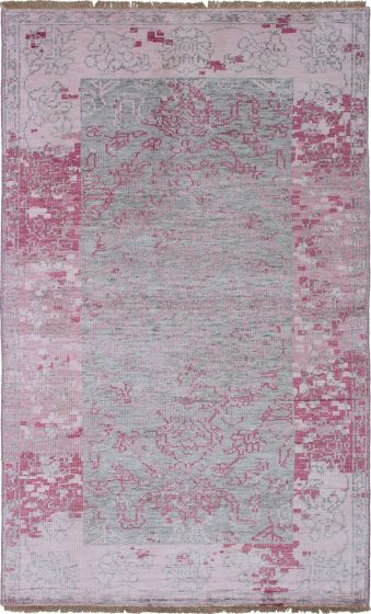 Indian Jules Oushak 5'0" x 8'2" Hand-knotted Silk Rug 