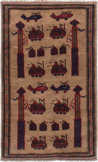 Afghan Rare War 2'11" x 4'11" Hand-knotted Wool Rug 