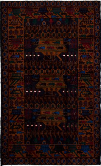 Afghan Rare War 4'0" x 6'9" Hand-knotted Wool Rug 